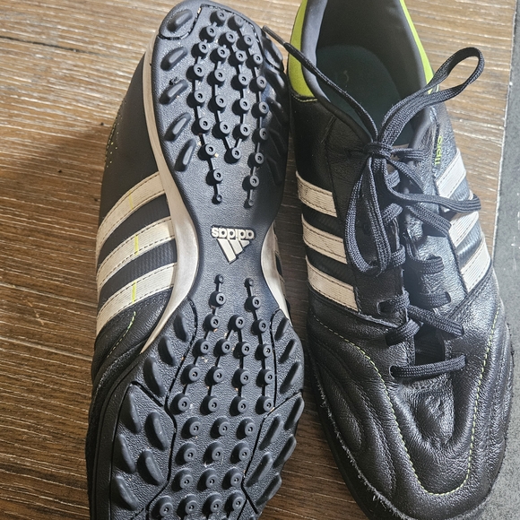 Adidas Black and White Athletic Shoes with Green Accents - Picture 3 of 3